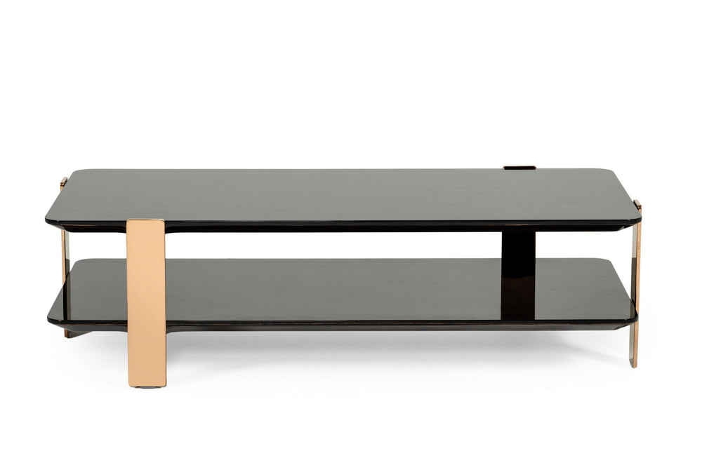 VIG Furniture Modrest Leroy Modern Ebony & Rosegold Coffee Table VGHB280D-EBN