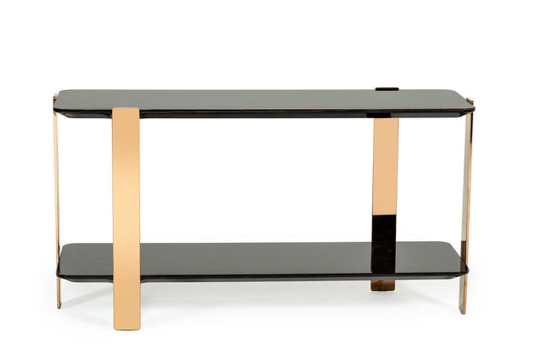 VIG Furniture Modrest Leroy Modern Ebony & Rosegold Console Table VGHB280X-EBN