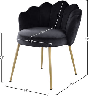 Claire Velvet / Engineered Wood / Steel / Foam Contemporary Black Velvet Dining Chair - 24" W x 25" D x 30.5" H