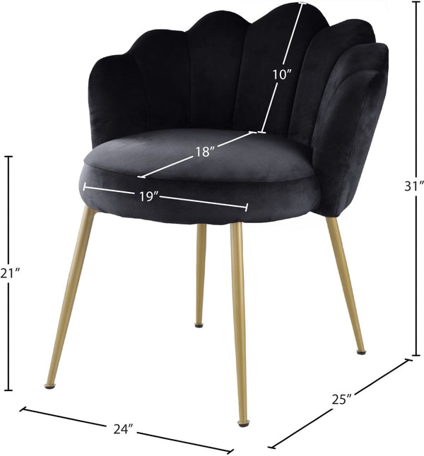 Claire Velvet / Engineered Wood / Steel / Foam Contemporary Black Velvet Dining Chair - 24" W x 25" D x 30.5" H