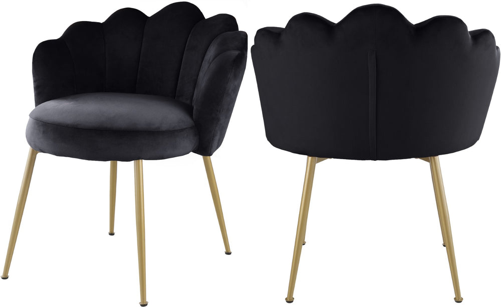 Claire Velvet / Engineered Wood / Steel / Foam Contemporary Black Velvet Dining Chair - 24" W x 25" D x 30.5" H