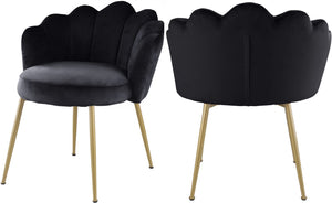 Claire Velvet / Engineered Wood / Steel / Foam Contemporary Black Velvet Dining Chair - 24" W x 25" D x 30.5" H