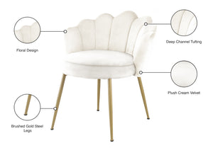 Claire Velvet / Engineered Wood / Steel / Foam Contemporary Cream Velvet Dining Chair - 24" W x 25" D x 30.5" H