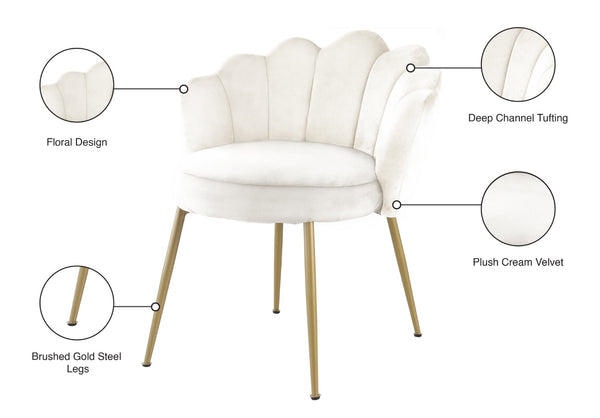 Claire Velvet / Engineered Wood / Steel / Foam Contemporary Cream Velvet Dining Chair - 24" W x 25" D x 30.5" H