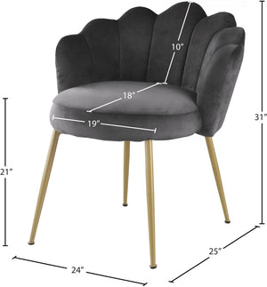 Claire Velvet / Engineered Wood / Steel / Foam Contemporary Grey Velvet Dining Chair - 24" W x 25" D x 30.5" H