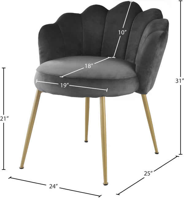 Claire Velvet / Engineered Wood / Steel / Foam Contemporary Grey Velvet Dining Chair - 24" W x 25" D x 30.5" H