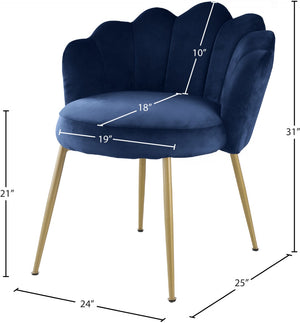 Claire Velvet / Engineered Wood / Steel / Foam Contemporary Navy Velvet Dining Chair - 24" W x 25" D x 30.5" H