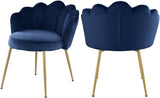 Claire Velvet / Engineered Wood / Steel / Foam Contemporary Navy Velvet Dining Chair - 24" W x 25" D x 30.5" H