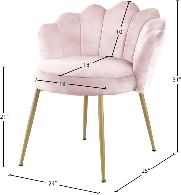 Claire Velvet / Engineered Wood / Steel / Foam Contemporary Pink Velvet Dining Chair - 24" W x 25" D x 30.5" H