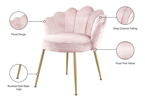 Claire Velvet / Engineered Wood / Steel / Foam Contemporary Pink Velvet Dining Chair - 24" W x 25" D x 30.5" H