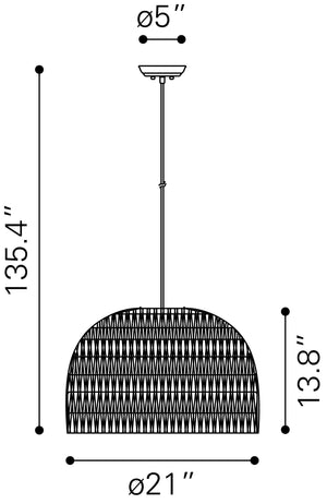 Zuo Modern Paradise Steel, Paper Transitional Commercial Grade Ceiling Lamp Gray Steel, Paper