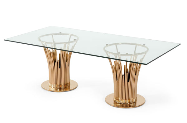 VIG Furniture Modrest Paxton Modern Glass & Rosegold Dining Table VGVCT817L