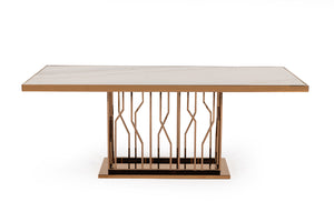 VIG Furniture Modrest Marston Modern White Marble & Rosegold Dining Table VGVCT8919-M