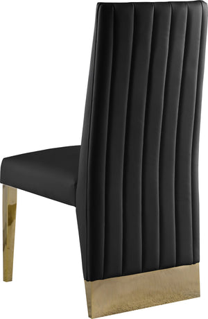Porsha Faux Leather / Metal / Foam Contemporary Black Faux Leather Dining Chair - 19.5" W x 27" D x 42" H