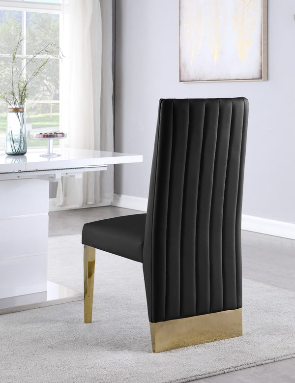 Porsha Faux Leather / Metal / Foam Contemporary Black Faux Leather Dining Chair - 19.5" W x 27" D x 42" H