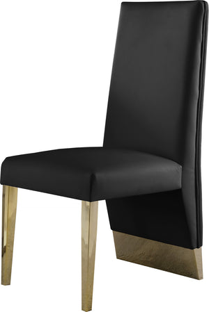 Porsha Faux Leather / Metal / Foam Contemporary Black Faux Leather Dining Chair - 19.5" W x 27" D x 42" H