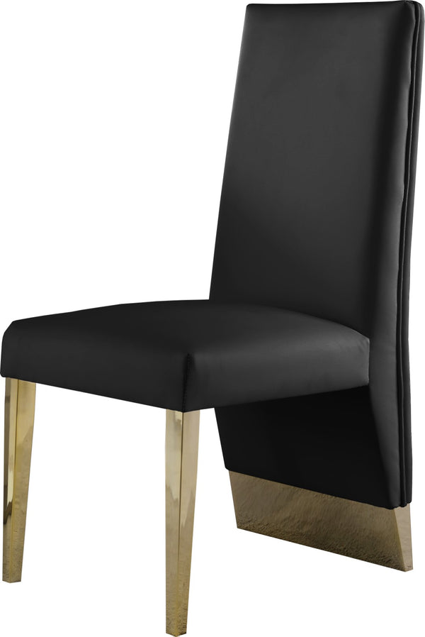 Porsha Faux Leather / Metal / Foam Contemporary Black Faux Leather Dining Chair - 19.5" W x 27" D x 42" H