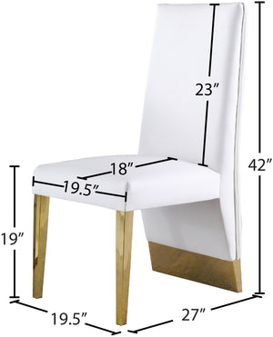 Porsha Faux Leather / Metal / Foam Contemporary White Faux Leather Dining Chair - 19.5" W x 27" D x 42" H