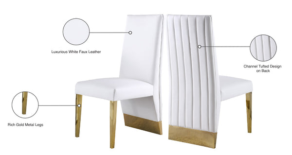 Porsha Faux Leather / Metal / Foam Contemporary White Faux Leather Dining Chair - 19.5" W x 27" D x 42" H