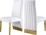 Porsha Faux Leather / Metal / Foam Contemporary White Faux Leather Dining Chair - 19.5" W x 27" D x 42" H