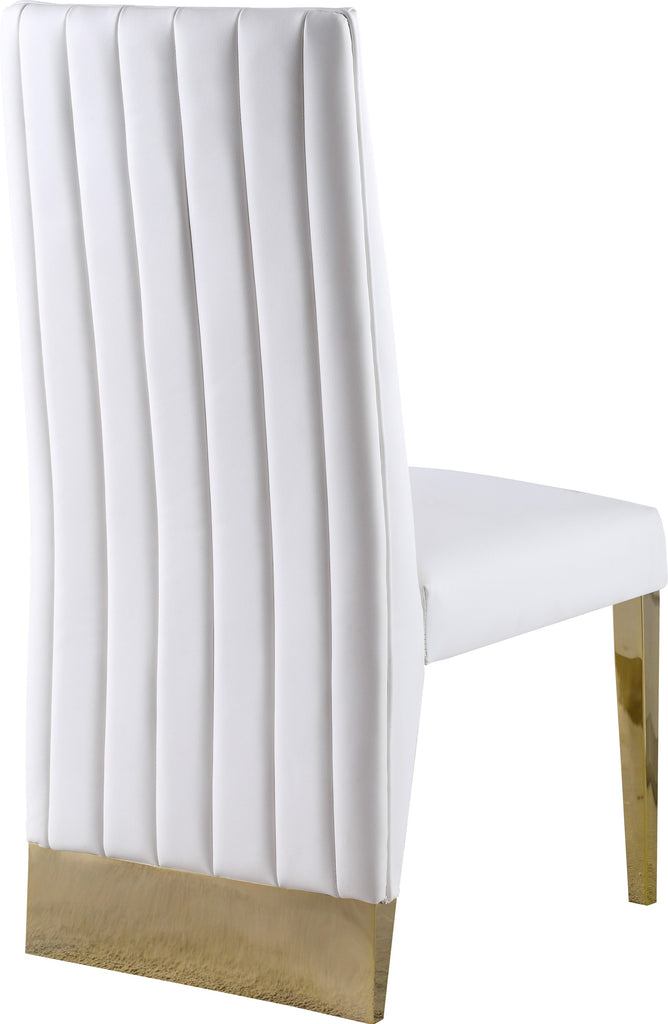 Porsha Faux Leather / Metal / Foam Contemporary White Faux Leather Dining Chair - 19.5" W x 27" D x 42" H