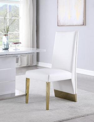 Porsha Faux Leather / Metal / Foam Contemporary White Faux Leather Dining Chair - 19.5" W x 27" D x 42" H