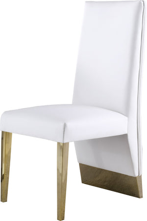 Porsha Faux Leather / Metal / Foam Contemporary White Faux Leather Dining Chair - 19.5" W x 27" D x 42" H