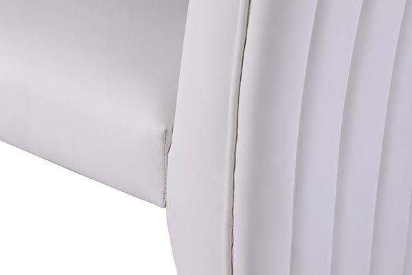 Porsha Faux Leather / Metal / Foam Contemporary White Faux Leather Dining Chair - 19.5" W x 27" D x 42" H