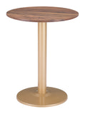 Zuo Modern Alto MDF, Steel Modern Commercial Grade Bistro Table Brown, Gold MDF, Steel