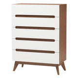 Baxton Studio Calypso Mid-Century Modern Two-Tone White and Walnut Brown Finished Wood 3-Piece Storage Set