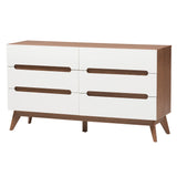 Baxton Studio Calypso Mid-Century Modern Two-Tone White and Walnut Brown Finished Wood 3-Piece Storage Set