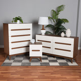 Baxton Studio Calypso Mid-Century Modern Two-Tone White and Walnut Brown Finished Wood 3-Piece Storage Set