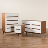 Baxton Studio Calypso Mid-Century Modern Two-Tone White and Walnut Brown Finished Wood 3-Piece Storage Set