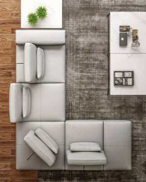 VIG Furniture Accenti Italia Enjoy - Italian Modern Light Grey Leather Left Facing Sectional Sofa VGDDENJOY-LTGRY