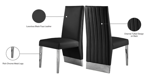 Porsha Faux Leather / Metal / Foam Contemporary Black Faux Leather Dining Chair - 19.5" W x 27" D x 42" H