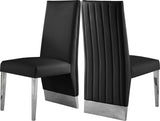 Porsha Faux Leather / Metal / Foam Contemporary Black Faux Leather Dining Chair - 19.5" W x 27" D x 42" H