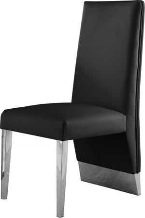 Porsha Faux Leather / Metal / Foam Contemporary Black Faux Leather Dining Chair - 19.5" W x 27" D x 42" H