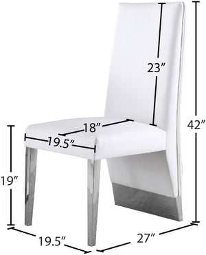 Porsha Faux Leather / Metal / Foam Contemporary White Faux Leather Dining Chair - 19.5" W x 27" D x 42" H
