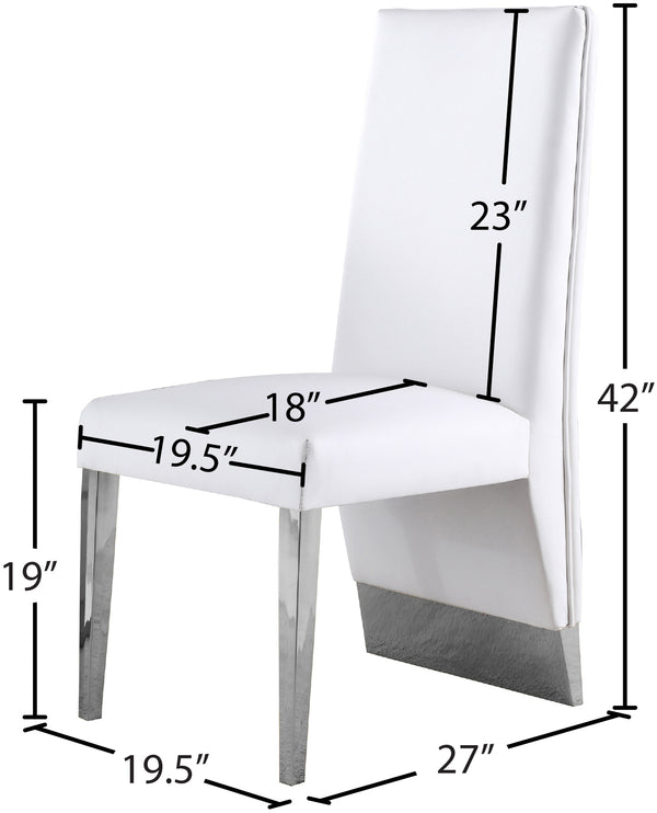 Porsha Faux Leather / Metal / Foam Contemporary White Faux Leather Dining Chair - 19.5" W x 27" D x 42" H