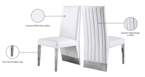 Porsha Faux Leather / Metal / Foam Contemporary White Faux Leather Dining Chair - 19.5" W x 27" D x 42" H