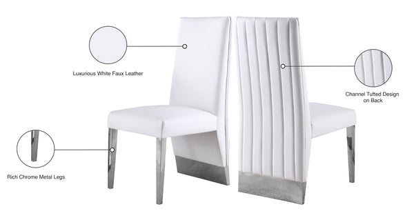Porsha Faux Leather / Metal / Foam Contemporary White Faux Leather Dining Chair - 19.5" W x 27" D x 42" H