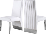 Porsha Faux Leather / Metal / Foam Contemporary White Faux Leather Dining Chair - 19.5" W x 27" D x 42" H