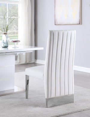 Porsha Faux Leather / Metal / Foam Contemporary White Faux Leather Dining Chair - 19.5" W x 27" D x 42" H