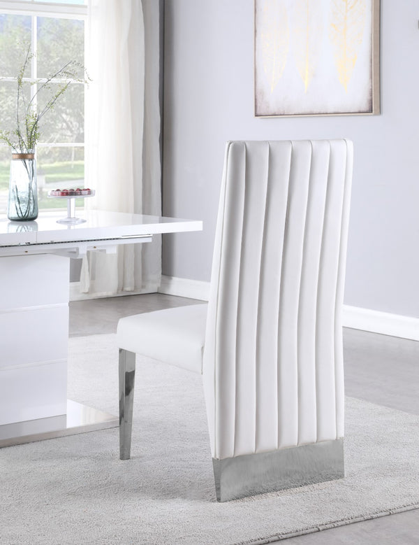 Porsha Faux Leather / Metal / Foam Contemporary White Faux Leather Dining Chair - 19.5" W x 27" D x 42" H
