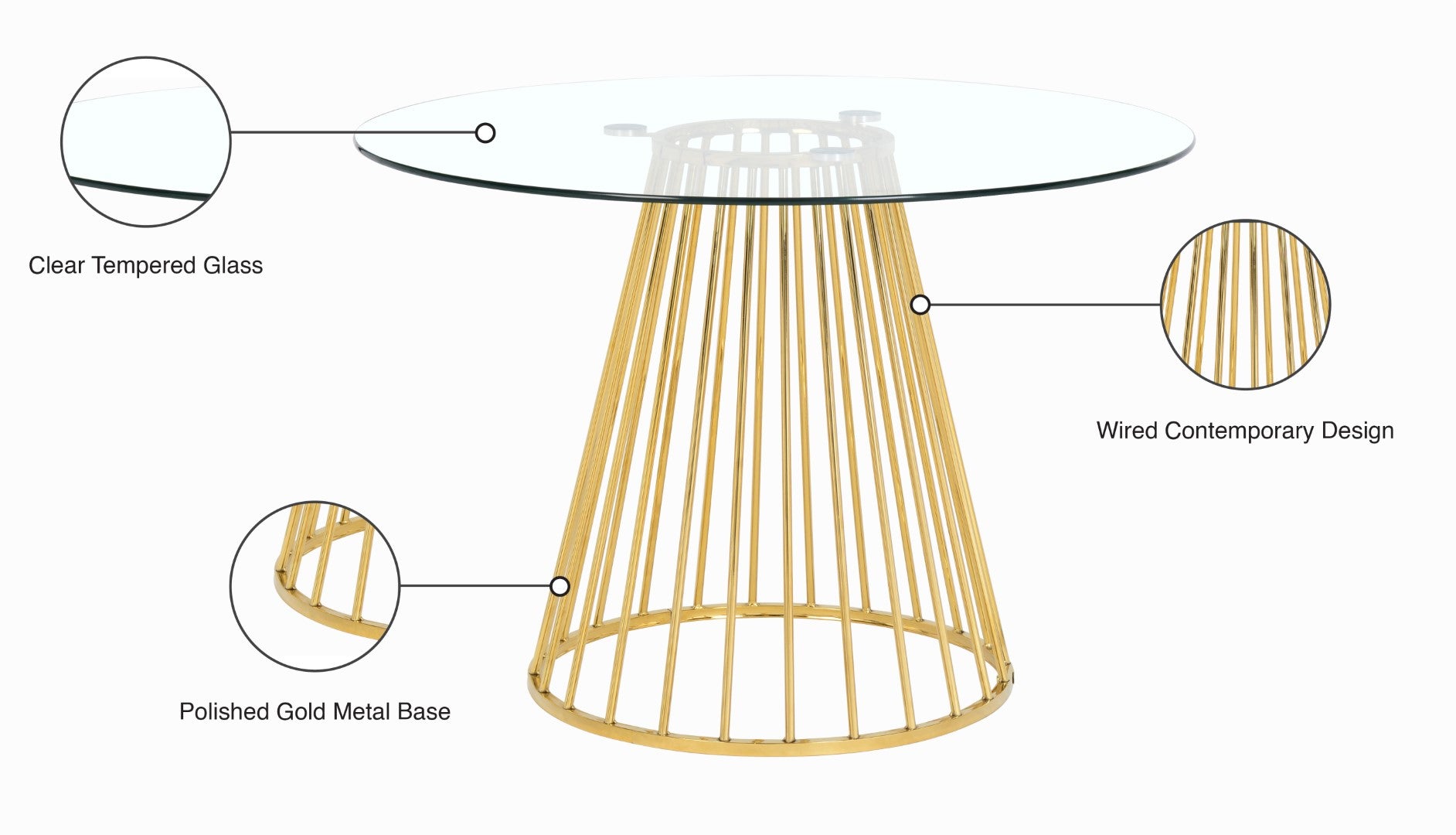 Meridian Furniture Gio Tempered Glass Dining Table - Thumbnail 5