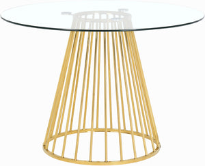 Gio Tempered Glass / Metal Contemporary Gold Dining Table - 48" W x 48" D x 30" H