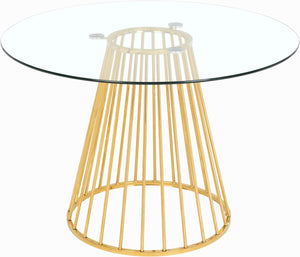 Gio Tempered Glass / Metal Contemporary Gold Dining Table - 48" W x 48" D x 30" H
