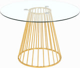 Gio Tempered Glass / Metal Contemporary Gold Dining Table - 48" W x 48" D x 30" H