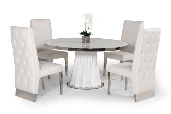 VIG Furniture Modrest Cabaret Modern White Round Dining Table VGVCT1799