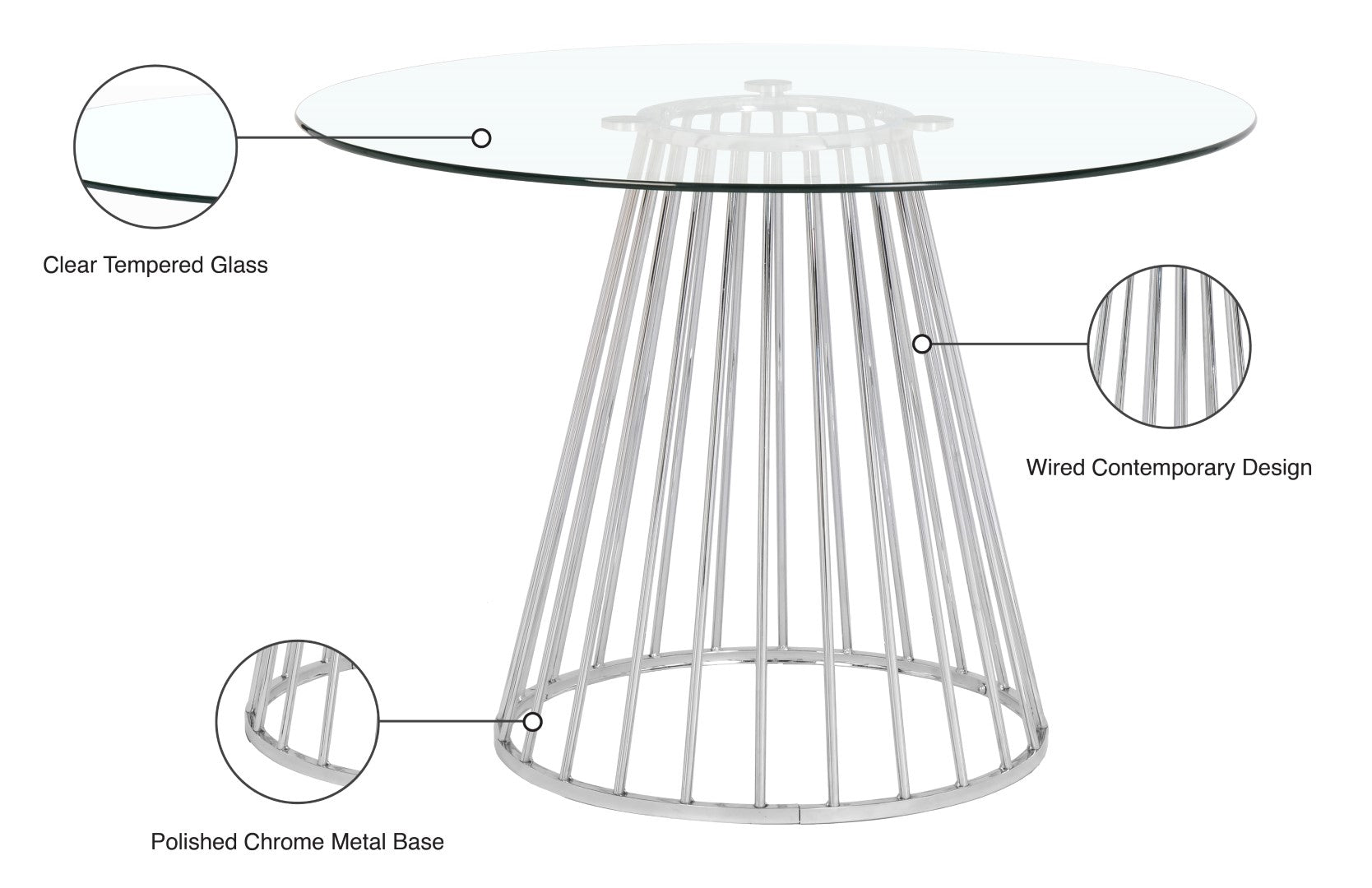 Gio Round Glass Dining Table - Thumbnail 4